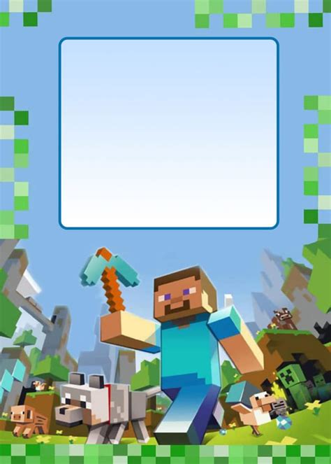 Free Minecraft Invitation Template Minecraft Invitations Minecraft Party Invitations