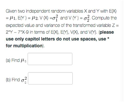 Solved Given Two Independent Random Variables X And Y With