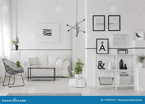 Posters In White Apartment Interior Stock Image Image Of Modern