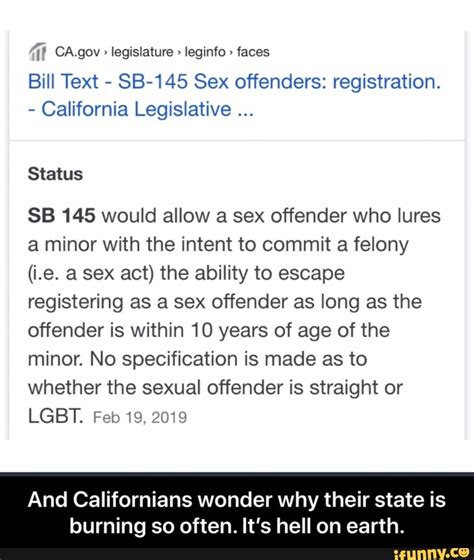 CA Gov Legislature Leginto Faces Bill Text SB Sex Offenders Registration California