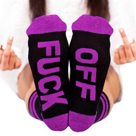 Women Men Fashion Fuck Off Funny Socks Sports Cotton Casual Long Socks Purple A EBay