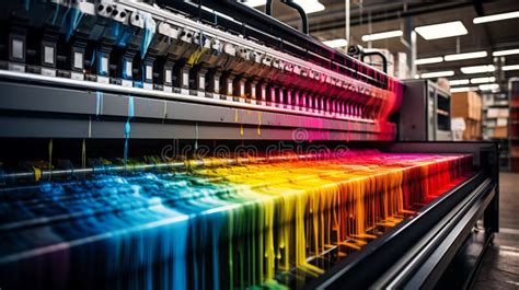 Close Up of an Industrial Offset Printing Machine in a Printing Factory ...