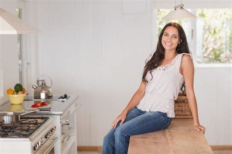 Premium Photo Beautiful Brunette Smiling At Camera