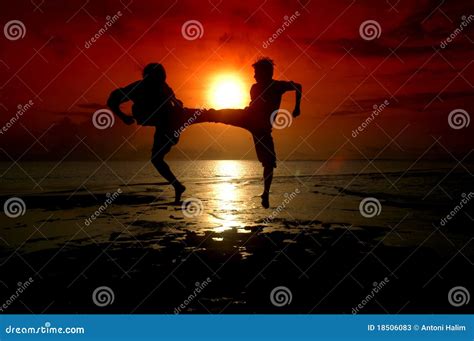 Silhouette of Two People Fighting Stock Image - Image of black, battle ...