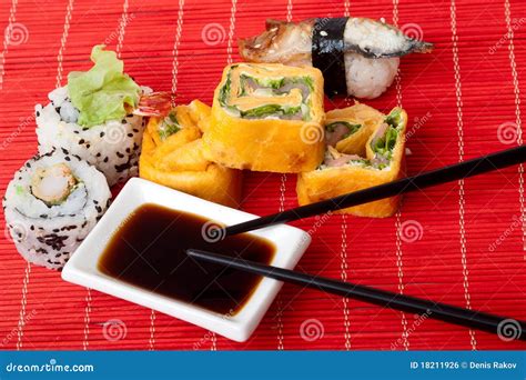 Traditional Sushi And Rolls Stock Photo Image Of Dinner Maki 18211926