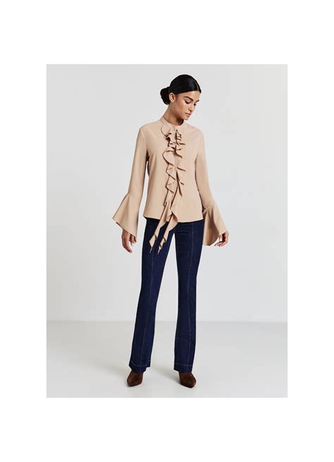 Bluse mit Rüschen nude Calliope