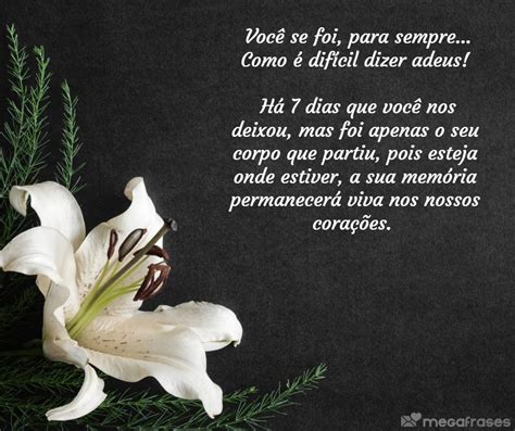 Mensagem Para Lembrança De 7 Dia De Falecimento - Mensagens de 7 dias de Falecimento - Descanse em paz!