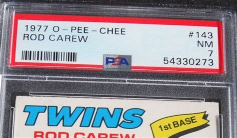 1977 O Pee Chee OPC 143 Rod Carew Minnesota Twins Baseball Card PSA 7