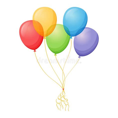 Bundle Of Colorful Flying Helium Balloons Vector Isolated Cartoon