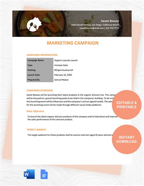 Free Marketing Campaign Launch Template - Google Docs, Word, Apple ...