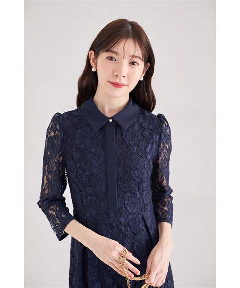 【楽天市場】パール釦パネルライン襟付きレースワンピース【thymara ティマーラ】tocco Closetトッコクローゼットオフホワイト