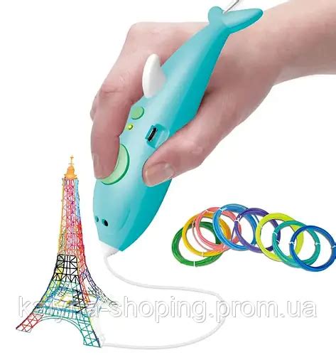 Ручка 3D аккумуляторная с трафаретом K9903 дельфин 3D ручка для ...