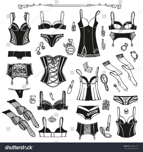 Lingerie Woman Underwear Setvector Hand Drawn Stock Vector Royalty Free 429306199 Shutterstock