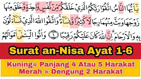 Tadarus Surat An Nisa Ayat Ada Warna Tanda Panjang Dengung Agar