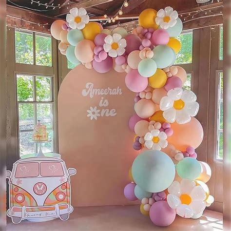 Amazon Beliueyes Pcs Balloon Garland Arch Kit Daisy Macaron Purple Green Nude Yellow