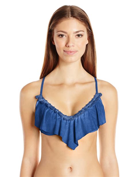 Lucky Brand Women S Vacation Vibe Hand Dyed Flounce Bikini Top With