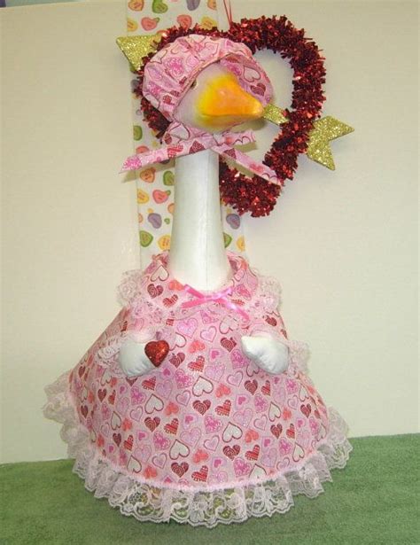 Valentines Day Pink With Assorted Hearts Outfit For Large 24 27 Lawn Or Garden Geese Goose