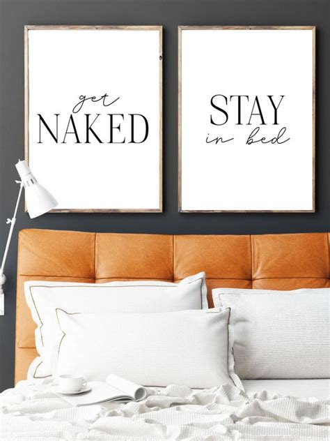 Get Naked Stay In Bed Printable Sign Set Matching Home Decor Prints Above Bed Prints Poster