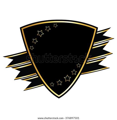 Shield Gold Border Ribbon Stock Vector Royalty Free 376897501