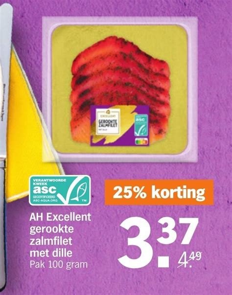 AH Excellent Gerookte Zalmfilet Met Dille 100g Aanbieding Bij Albert Heijn