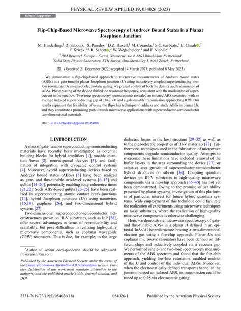 Pdf Flip Chip Based Microwave Spectroscopy Of Andreev Bound States In