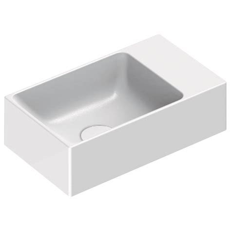 Verso Satin White Wall Hung Washbasins Sit On Washbasins Base