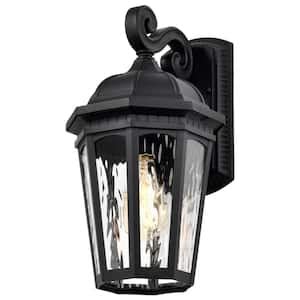 Satco Exhibit Matte Black Outdoor Hardwired Wall Lantern Sconce With No