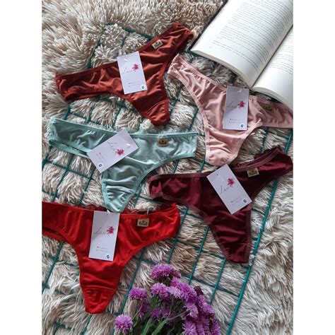 Kit 5 Calcinha Feminina Fio Lingerie Sexy Renda Microfibra Shopee Brasil