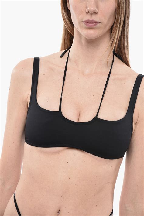 Off White Solid Color Bikini With Strings To Lace Up Women Glamood Outlet