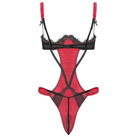 Women Bodysuit One Piece Lingerie 1 4 Underwired Cups Crotchless Teddy Sleepwear EBay