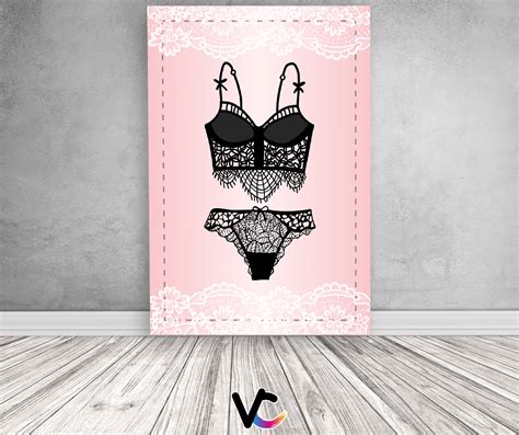 Painel De Festa Vertical X Ch De Lingerie Preto Fundo Rosa Via Cores