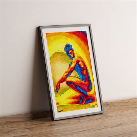 Full Nude Watercolor Art Print Gay Art Print Homoerotic Etsy