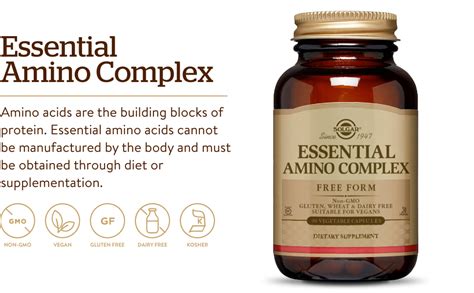 Solgar Essential Amino Complex, 90 Vegetable Capsules - Free Form ...
