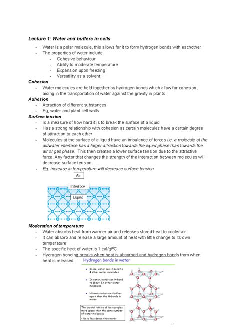 Cell biology and Genetics - Lecture 1: Water and buffers in cells Water is a polar molecule