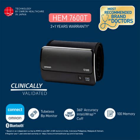 Buy Omron HEM 7600T Blood Pressure Monitor Smart Elite+ Online at Best ...