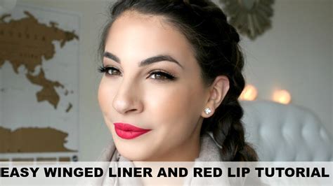 Easy Winged Liner And Red Lip Tutorial Youtube