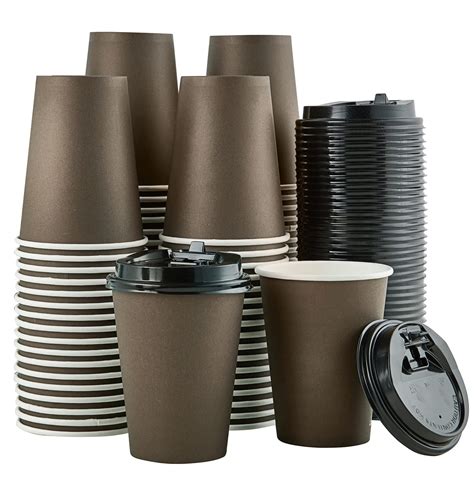 Buy LITOPAK 100 Pack 12 oz Paper Coffee Cups, Brown Disposable Coffee ...