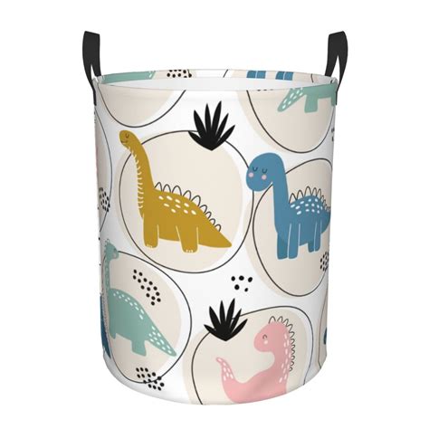 Daiia Cute Dinosaurs Laundry Hamper With Handles Large Storage Basket