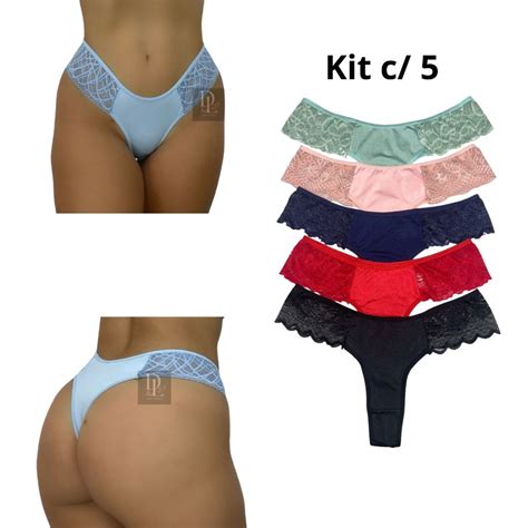 Kit Calcinhas Fio Dental Renda Lateral Lingerie Feminina Sensual Adulto Shopee Brasil