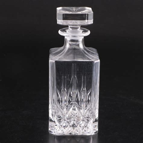 Pressed Glass Decanter with Etched and Iridescent Glasses | EBTH