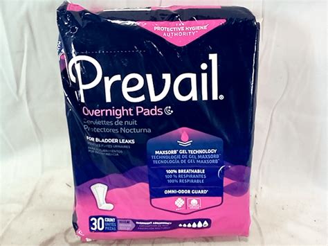 Prevail Overnight Absorbency Incontinence Bladder Control Pads 30