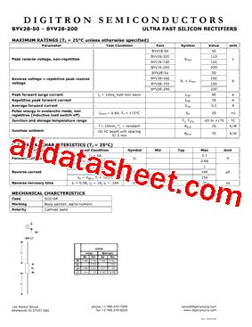 Byv Datasheet Pdf Digitron Semiconductors