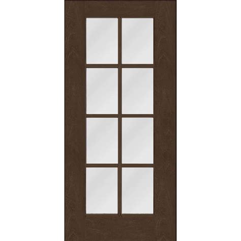 Steves And Sons Regency 36 In X 80 In Full 8 Lite Universal Handing Clear Glass Hickory Stain