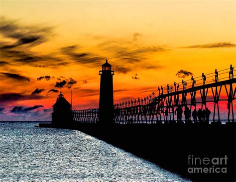 Sunset Walking On Grand Haven Pier Photograph By Nick Zelinsky