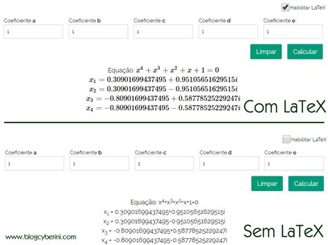 Equações De Quarto Grau - Calculadora de Equações do Quarto Grau