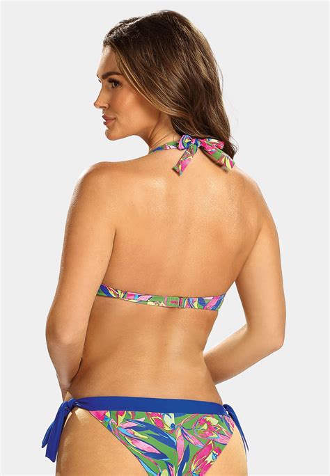 Góra bikini push up wiązana na szyi tropikalny print FG Sklep Feba