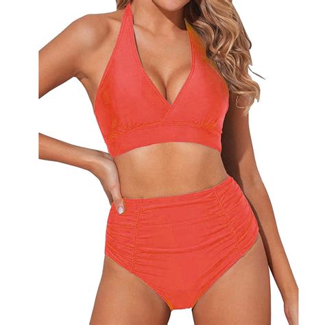 Dorinao High Waisted Bikini Set For Women Two Piece Vintage Swimsuit Retro Bathing Suit With