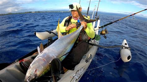 Hawaii Kayak Fishing Chasing Birds For Big Shibi Yellowfin Tuna