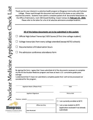 Fillable Online Legacy Bluegrass Kctcs Nuclear Medicine BApplicationb