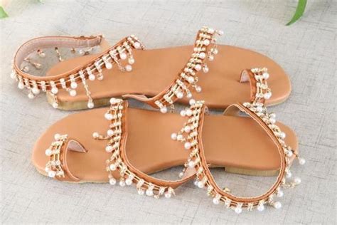 Hanging Pearl Beaded Sandals Beaded Sandals Wrap Sandals Beaded Wraps